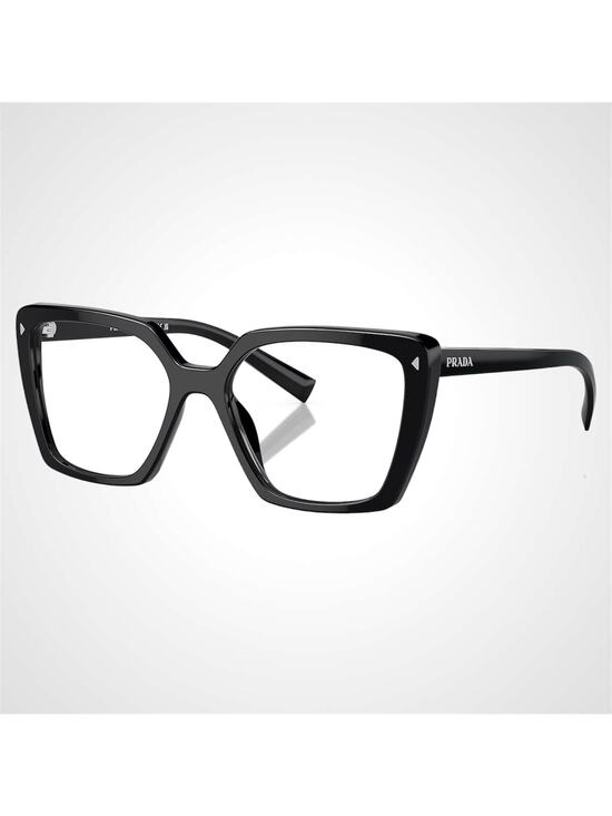 New PRADA Eyeglasses Black Square Silver Logo 53mm w/ Case main image 6